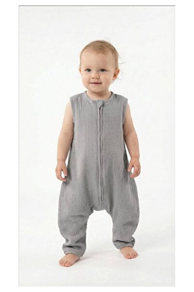 PRICHINDEL Geantă de dormit cu picioare, două straturi, muselină, gri deschis