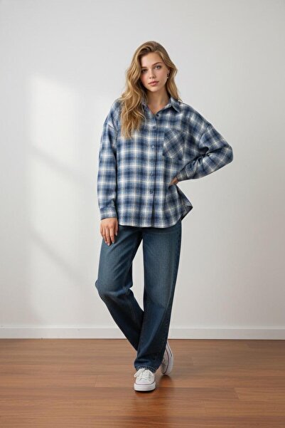 Entarim Owersi̇ze - Pregnant - Pa Cotton K Plaid Ömlek