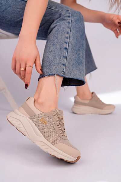 Akgün Kadın Bej Memory Foam Clima Comfort Spor Ayakkabı