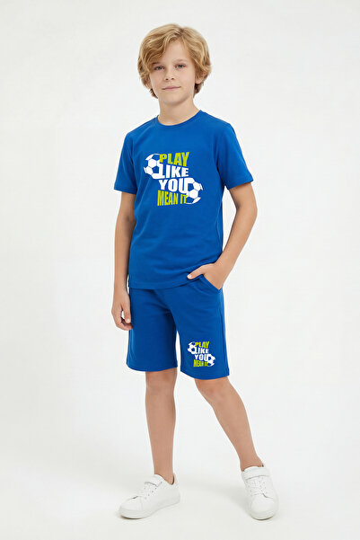 FYK KİDS Round Neck T-Shirt with Colorful Capri Print Detail for Boys Bottom-...