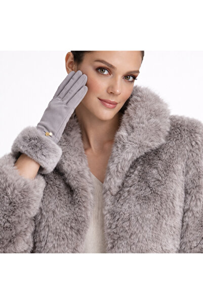 FUREVER FASHION Women's Fur Cuffed Gloves – Faux Fur Detailed Stylish Winter ...