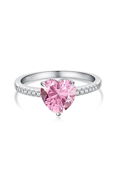 UNA VIDA Amore Pink Ring, Silver with Pink Zirconia