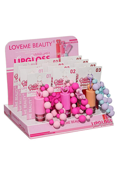 LOVEME BEAUTY بوكس قلوسات كيوت برنسيس: طقم توزيعات 12 حبة ملمع شفاه مع تعليقة...