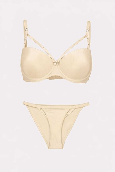 NBB Krem Taşlı Sütyen Külot Takımı 4011
