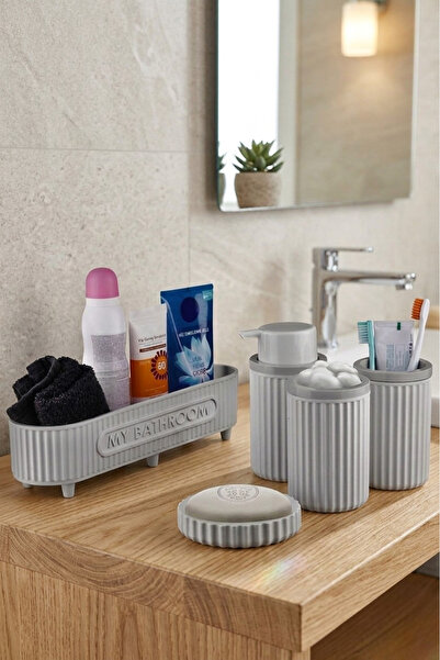 Padilon طقم حمام مكون من 5 قطع، سلة متعددة الأغراض، موزع صابون سائل، موزع صاب...