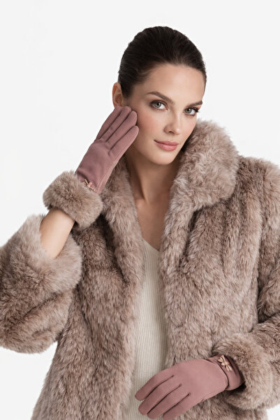 FUREVER FASHION Women's Fur Cuffed Gloves – Faux Fur Detailed Stylish Winter ...