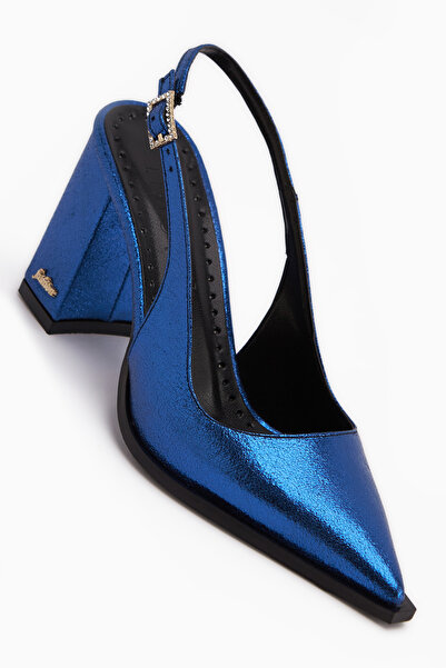 Limoya Pantofi de damă Essi Blue, închiși în față, toc bloc perechi