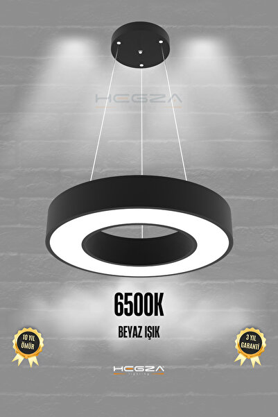 Hegza Lighting ANELLO 40cm Ledli Modern Sarkıt LED Avize (Siyah Kasa - Beyaz ...