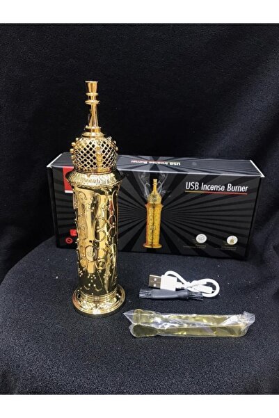 Other مبخرة إلكترونية محمولة تعمل بـ USB بتصميم أنيق بنقوش ذهبية