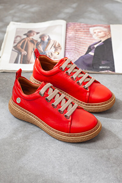 Adım Adım Mammamia Genuine Leather Extra Comfortable Red Casual Shoes