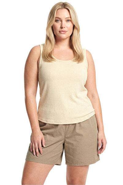 Akbeniz Ženska pidžama veličine Rebrasto sa šortama i potkošuljom – bež