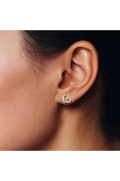 BIJUTERIA NEAGRA 925 Sterling Silver Heart Earrings with Crystals