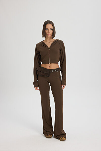 MAI STUDIOS CO. Remy Zippered Brown Tracksuit Set
