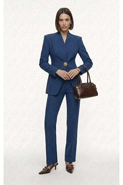 chwain Hakim Lapel Collar Gold Button Detailed Women's Suit – Premium Office ...