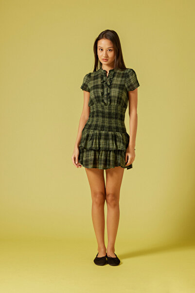 Nisan Κοντό καρό φόρεμα με βολάν