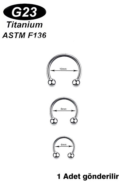 NARKİSSOS Titanyum Yarım Halka Piercing Tragus,Conch,Helix,Rook,Dudak,Daith,S...