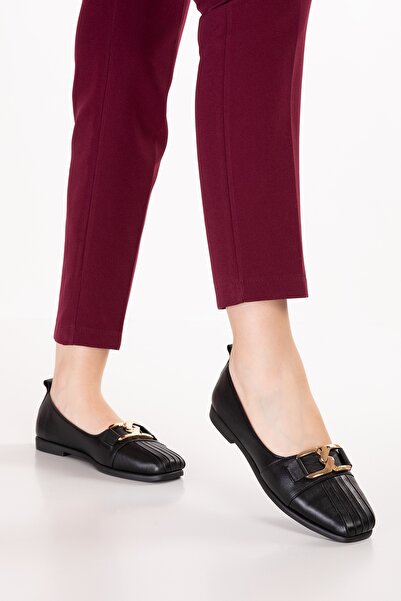 Gondol Hakiki Deri Esnek Rahat Taban Yumuşak Rahat Babet Ayakkabı alb.811 Siyah