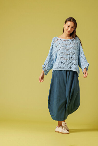 Nisan Lace-Like Knit Bat Sleeve Sweater