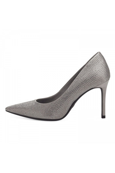 Tamaris Silver Stiletto Shoes with Rhinestones