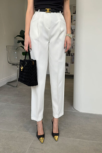 MAGARDE Premium New Season Belt Pack Carrot Trousers - White