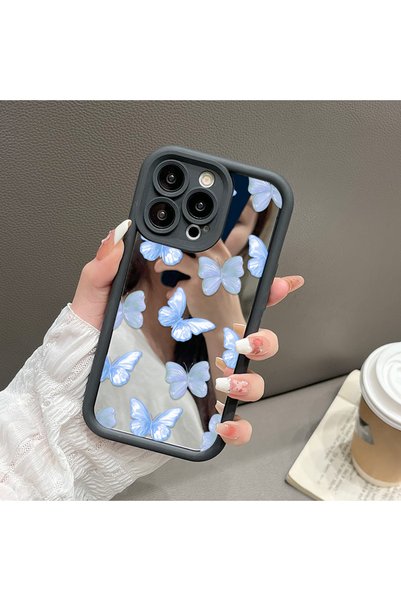 CASEVIBE iPhone 15 Pro Max Compatible Stylish Butterfly Patterned Silicone Mirror Phone Case