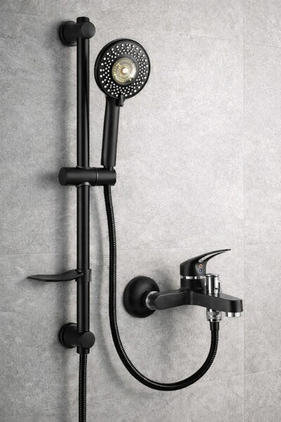 Sardıcı Siyah Sürgülü Siyah Banyo Bataryası