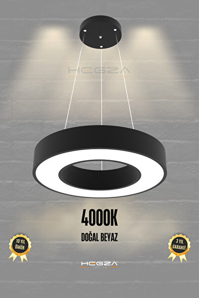Hegza Lighting ANELLO 40cm Ledli Modern Sarkıt LED Avize (Siyah Kasa - Doğal ...