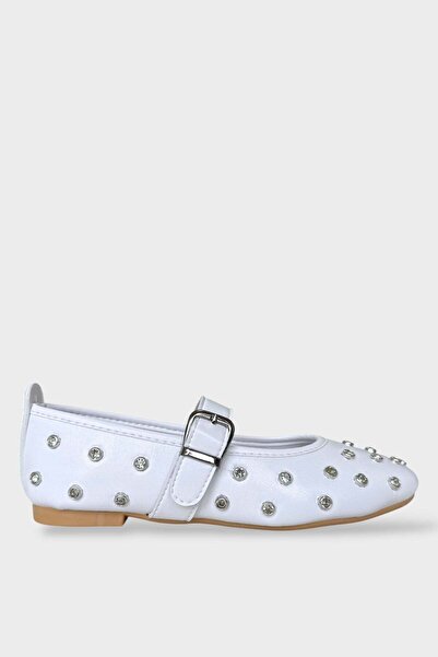 Liger Staple Stone Detail Kaiš paket ženskih Baletanke BELA