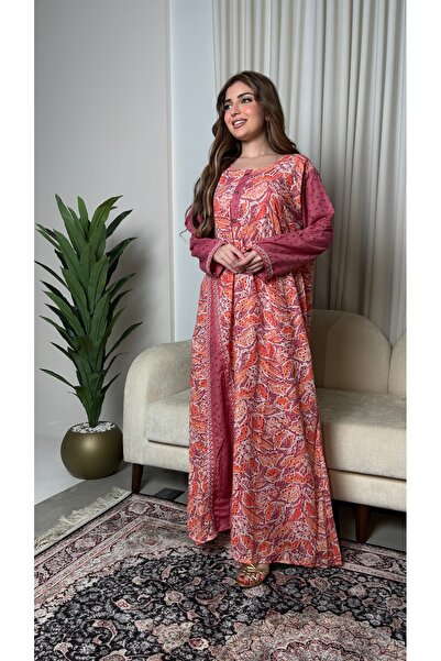 KASHKHA Elegant jalabiya with a beautiful floral pattern, 100% Cotton