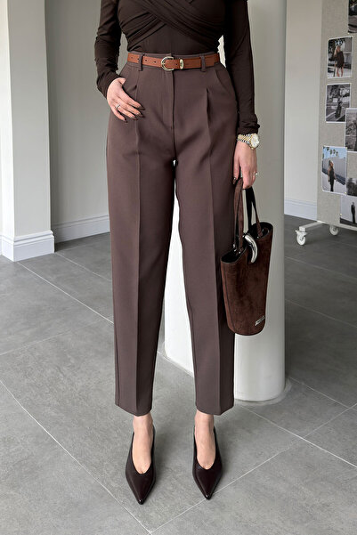 MAGARDE Premium New Season Belt Pack Carrot Pants - Brown