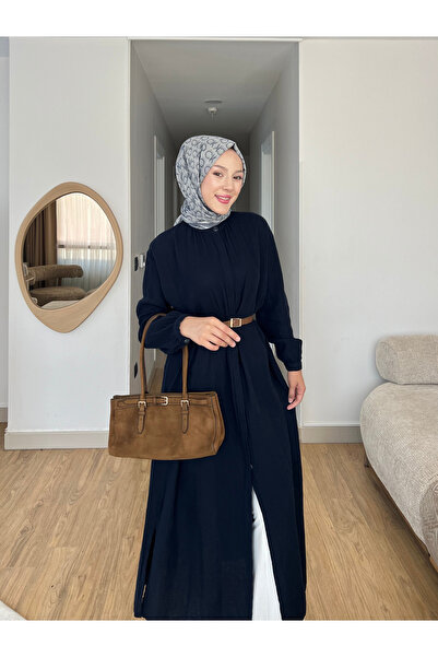 ensade Belt Piece Muslin Hijab Dress – Comfortable Fit Long Muslin Dress