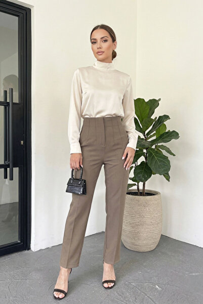 MODAQU talie înaltă Pantaloni subțiri din țesătură de nurcă