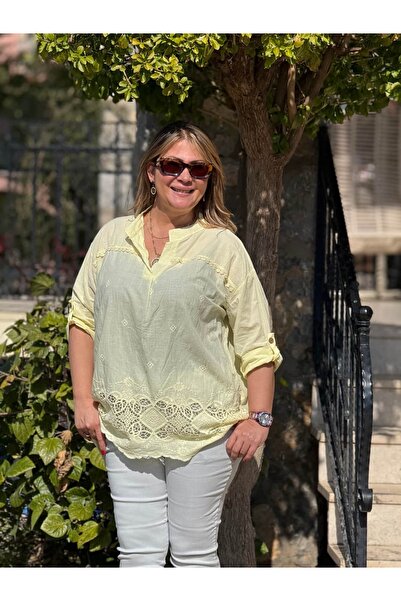 Punta Otantik Yg85187 Italian D Lace I Coton Blouse Yellow