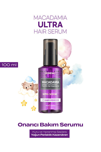 Kundal Yıpranmış Kuru Saçları Parlatan Onarıcı Serum Macadamia Ultra Hair Ser...