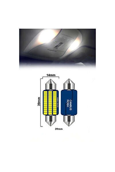 Oto Çizgi 39mm Soffit LED Ampul - 21 SMD Chip - Beyaz Işık Araç İç Aydınlatma...