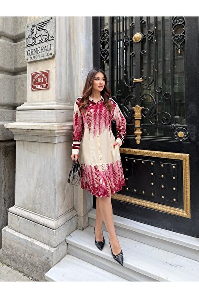 ikomteks cu model viscoză Rochie din material textil cu nasturi