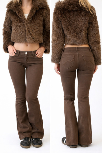 Messy Girls Γυναικείο χαμηλόμεσο ισπανικό τζιν με φαρδιά μπατζάκια