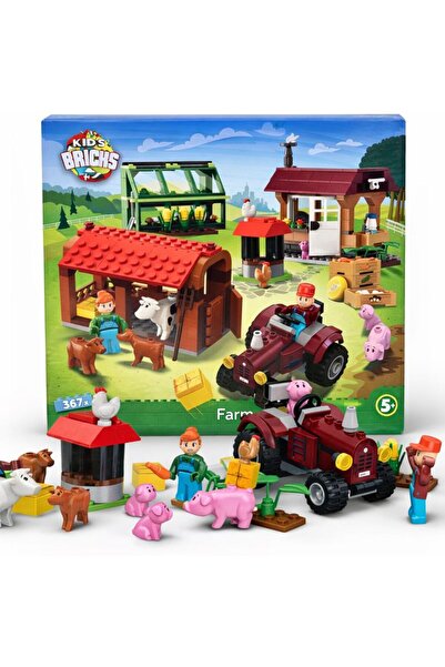Bricks Set de construcții pentru copii – Fermă, 367 de piese, figurine inclus...