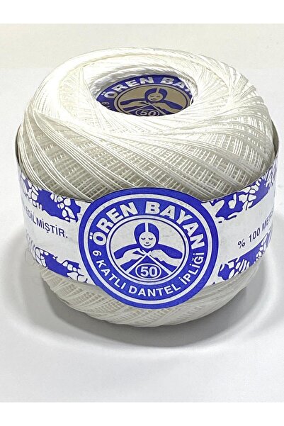 Ören Bayan 6 طبقات دانتيل خيط / 100 جرام / رقم 50 / أبيض