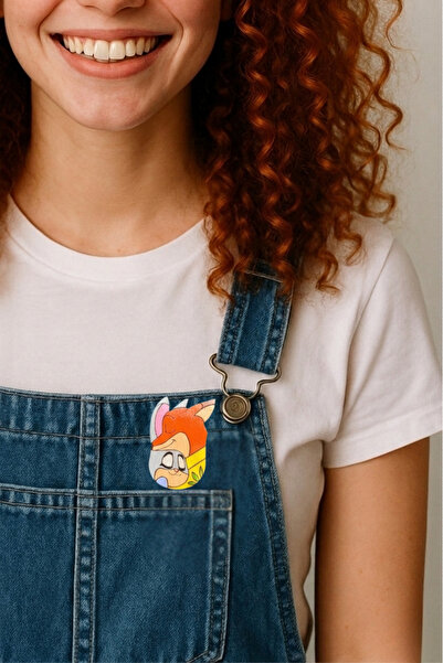 gokmentoy Zootropolis ZooTopia Judy & Nick Ahşap El Boyaması Broş Rozet