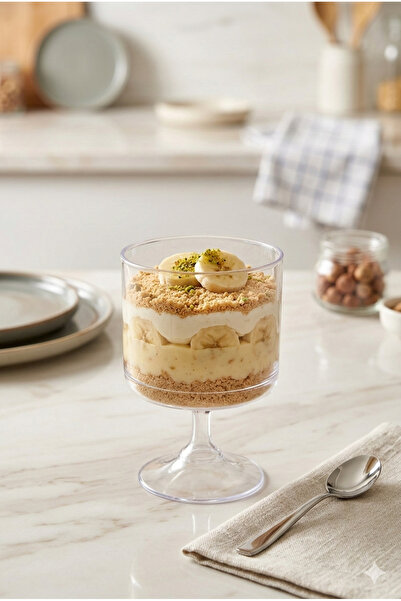 Selenica 250 ML Akrilik Ayaklı Magnolia Kasesi Şeffaf Tatlı Sunum Kadehi - Kr...