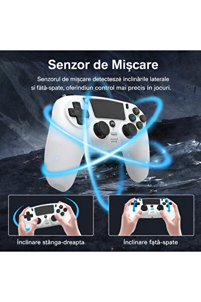 GBV LOGIC Controller Wireless PS5 GBV alb cu Vibrații Duble și Funcție Turbo – Compatibil PC/PS5, Gaming LED, Baterie 600mAh