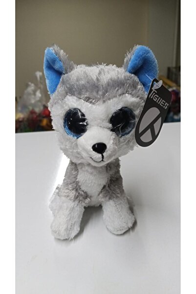 Kayra Plush Gray Wolf with Big Bright Eyes 15 cm