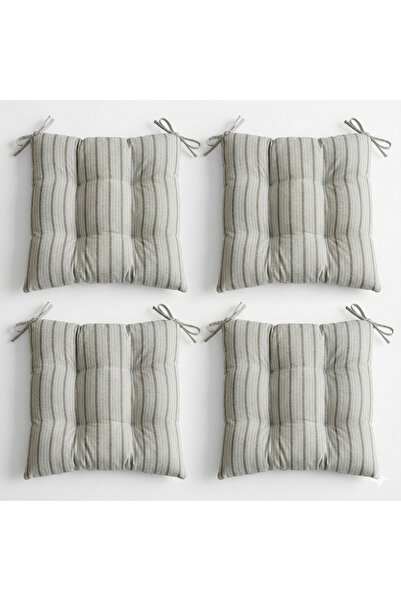 UYKUPEREST Pastello Çizgili Sandalye Minderi 4’lü Set – Bağcıklı Mutfak ve Ba...