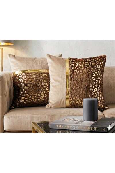 DAHABELLA LUXE HOME طقم من قطعتين وسادة صالون مزخرفة فاخرة من الذهب B مطبوع و...