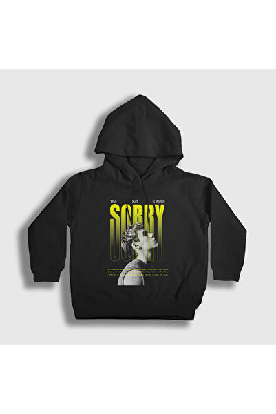 Presmono Unisex Kids Black Sorry the Kid Laroi Hooded Sweatshirt 609908Tt