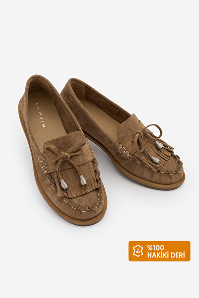 Marjin Pantofi de damă piele naturală cu ciucuri Mocasin cu fundă Vardola loa...