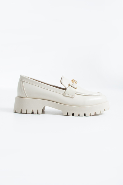 Siena Shoes Santos Kadın Toka Detaylı Loafer Bej