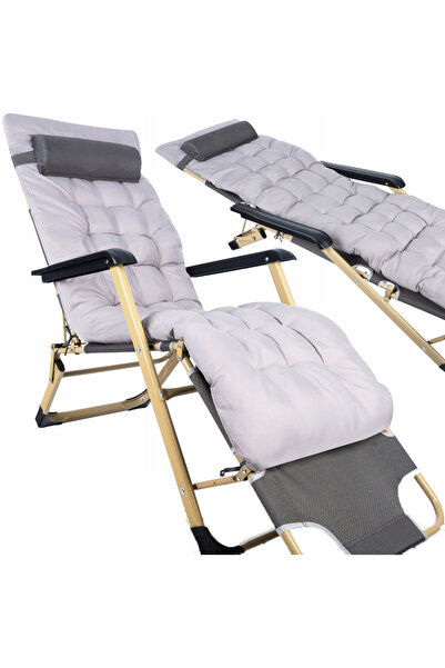 zola Sezlong gradina pliabil, reglabil, 120 kg, cadru otel, 180x46x24 cm, gri