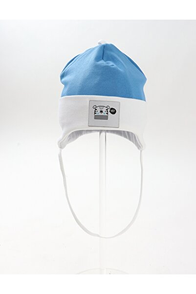 MiniKids Children's hat, hey teddy bear, blue-white